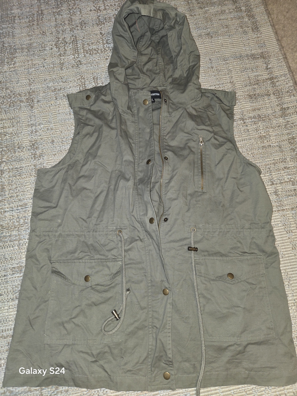 Zenana Outfitters Hooded Utility Vest Womens 2XL Cotton